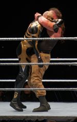 2016년 골더스트에게 리프팅 암 트라이앵글 초크를 거는 스트로우먼