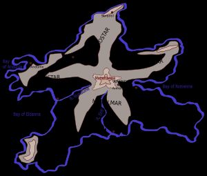 누메노르 지도, 주요 도시 표시