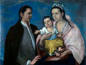 메스티소가 메스티소 부모의 자손임을 보여주는 페루의 카스타 그림(caste pictures)의 예시.