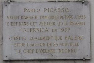 피카소가 《게르니카》를 그린 그랑-오귀스탱 거리 아틀리에 기념판