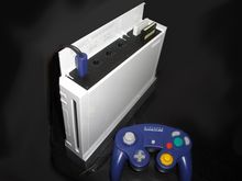 Wii에 GC 컨트롤러와 메모리 카드를 연결한 상태