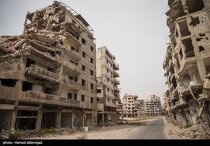 전투로 파괴된 홈스 시가지(2018년)