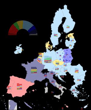 재분배된 의석이 있는 유럽 연합 지도