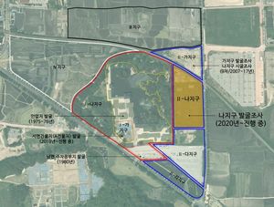 동궁과 월지 발굴조사 현황 및 구역별 위치도