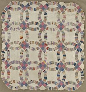 미국. 더블 웨딩 링 퀼트, 약 1930년. 면. 브루클린 박물관