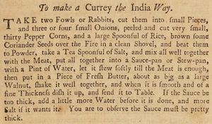 해나 글래스의 "인도식 커리" 요리법
