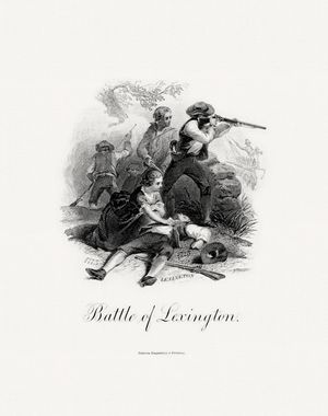 미국 연방 조폐국 조각된 비네트 렉싱턴 전투는 $20 미국 국립 은행권에 등장했다.