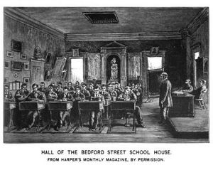 1844-1881년 베드포드 스트리트에 있는 보스턴 라틴 스쿨 하우스의 홀