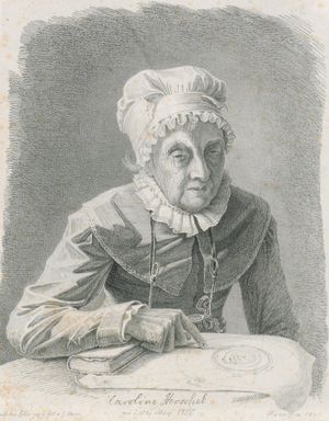 캐롤라인 허셜의 1847년 석판화(97세경)