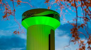 불스 승리 후 녹색 조명으로 켜진 USF의 물탱크