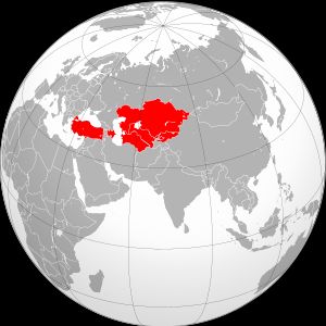 현재 튀르크 국가들을 강조한 지도