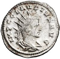 안토니니아누스 클라우디우스 2세. 문구: 황제 카이사르 클라우디우스 아우구스투스