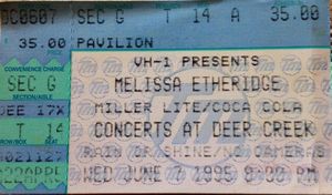 1995년 멜리사 에더리지 콘서트 티켓