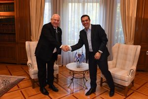 치프라스와 이스라엘 대통령 레우벤 리블린, 2018년 1월 29일