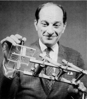 스타니스와프 울람(Stan Ulam)이 FERMIAC를 들고 있는 모습