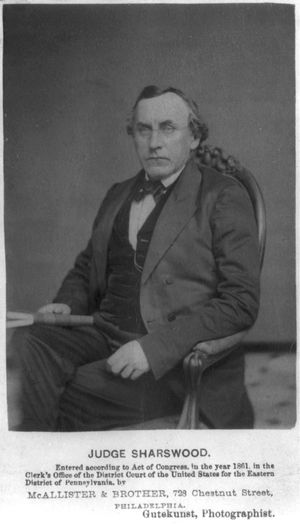 조지 샤스우드, 펜실베이니아 대학교 법학과의 세 번째 교수이자 초대 학장이자 나중에 펜실베이니아 대법원장이었던 인물, 1861년