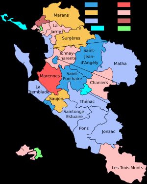 2021년 도의원 선거 이후 샤랑트마리팀 주의 캉통 정치 지도