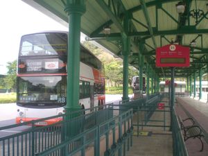 디즈니랜드 리조트 버스 터미널의 롱윈 버스 R8 노선