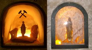 독일 광산 샤흐트 콘라드(Schacht Konrad) (왼쪽)과 샤흐트 아세 II(Schacht Asse II)에 있는 바르바라 성당.