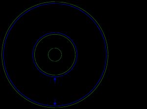 CD-R의 가시적인 특징. 리드인, 프로그램 영역, 리드아웃을 포함한다. 미세한 디지털 정보 나선은 디스크 중앙 근처에서 시작하여 가장자리로 진행된다.
