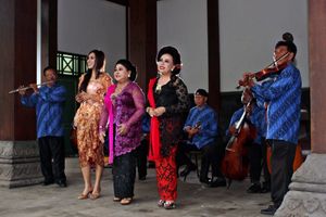 크론총 가수 왈드지나가 2013년 헤이그에서 열린 제55회 통통 페어에서 크론총 공연을 하고 있다.