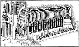 카를라 석굴의 "대 차이티야" 평면도 (기원후 120년경)