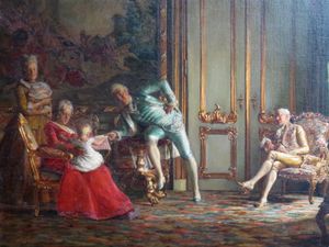 크리스티안 자르트만 작, 크리스티안 7세의 궁정 내부. 1881년 역사화. 히르슈스프룽 컬렉션 소장.