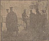 1916년 3월 31일 충청북도 도장관 부임 출발 당시 경성 남대문역에서 찍은 사진. x 표시가 유혁로이다.