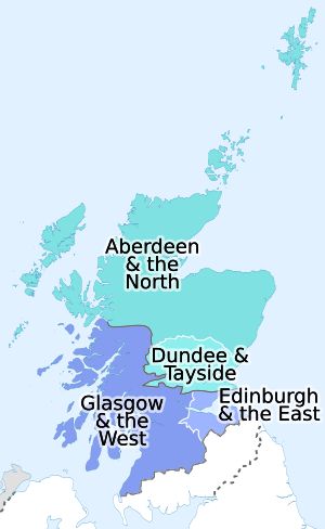 4개의 STV 하위 지역 지도