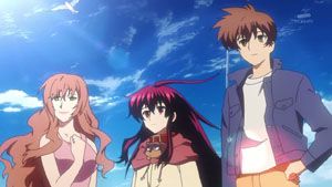 흑신 주요 등장인물. 왼쪽부터 사노 아카네, 쿠로(푸니푸니와 함께), 이부키 케이타.