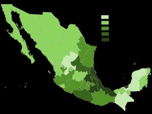 2000년 멕시코 인구 조사에 따른 주별 나우아어 사용 인구 수