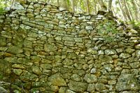 이치노키도(一ノ城戸)의 석축. 상하단 석축 구조가 달라 간세이 시대 수축 가능성이 제기된다.