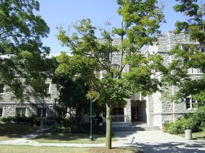 법학 건물에는 대학교의 법학부가 있다. 이 건물은 학부가 설립된 직후인 1960년에 완공되었다.