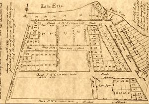 마우스 오브 블랙리버 마을의 구획을 나타낸 1834년 지도
