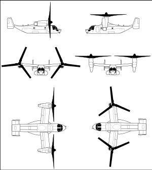 전통적인 방식으로 배열된 로터, 수직으로 배열된 로터, 헬리콥터처럼 수평으로 배열된 로터가 있는 항공기 그림