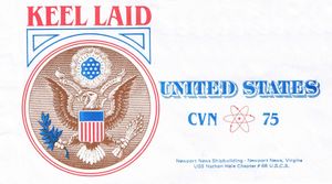 해리 S. 트루먼의 기공식 표지. 원래 이름인 USS 유나이티드 스테이츠로 기공식이 진행되었음을 보여준다.