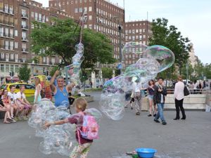 부다페스트 시내의 비눗방울