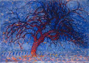 피트 몬드리안, 저녁; 붉은 나무(Avond; De rode boom), 1908–1910, 캔버스에 유채, 70 × 99&nbsp;cm, 헤이그 시립미술관