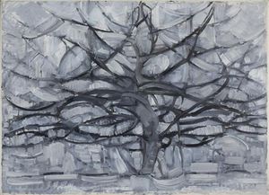 Piet Mondrian painting <i>Gray Tree</i>, 1911, in the Gemeentemuseum Den Haag