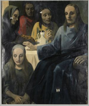 『그리스도의 발을 씻기심』(1943년). 메이헤렌 본인이 인정하는 매우 조악한 위작이었지만 130만 길더에 팔렸다.