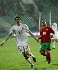 2010년 11월 세르비아 대표팀에서 활약하는 수보티치