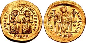 유스티누스와 유스티니아누스를 묘사한 솔리두스.