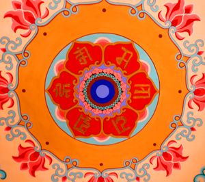 중화인민공화국 톈진 시의 불교 사찰 천장에 쓰인 란자나 문자 진언