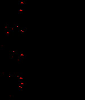왼쪽: 명조체의 세리프, 중앙: 명조체, 오른쪽: 고딕체