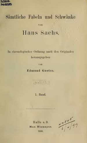 Sämtliche Fabeln und Schwänke. 1 (1893)