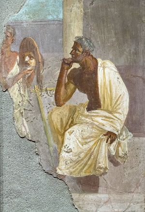 가면을 쓴 배우. 폼페이의 프레스코화