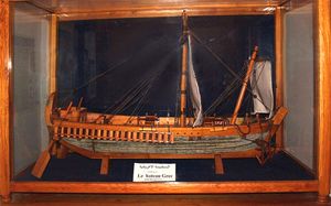 마흐디아 난파선에서 재건된 기원전 1세기 그리스 배의 모형