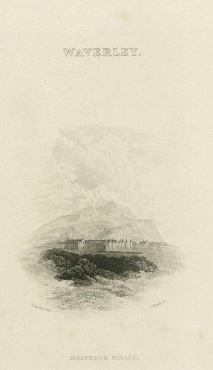 스코트의 소설 웨이벌리에서 찰스 에드워드 스튜어트의 궁정 장면을 묘사한 비네트 그림. 에드워드가 찰스 왕자를 만나 자코바이트에 합류하는 중요한 장면이다.