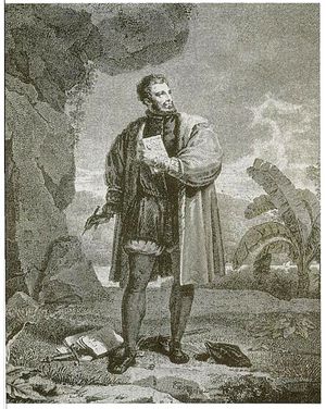 1817년 드센의 판화, 마카오 동굴에 있는 카몽이스