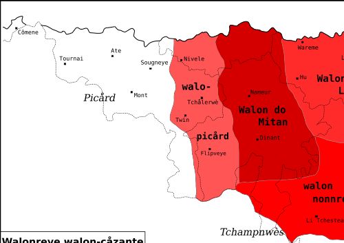 왈롱어 방언의 주요 하위 구분
